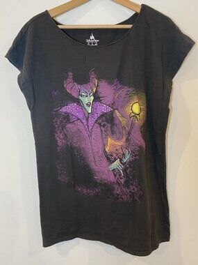 Disney Parks T Shirt Sleeping Beauty Maleficient Black Gray Purple XL